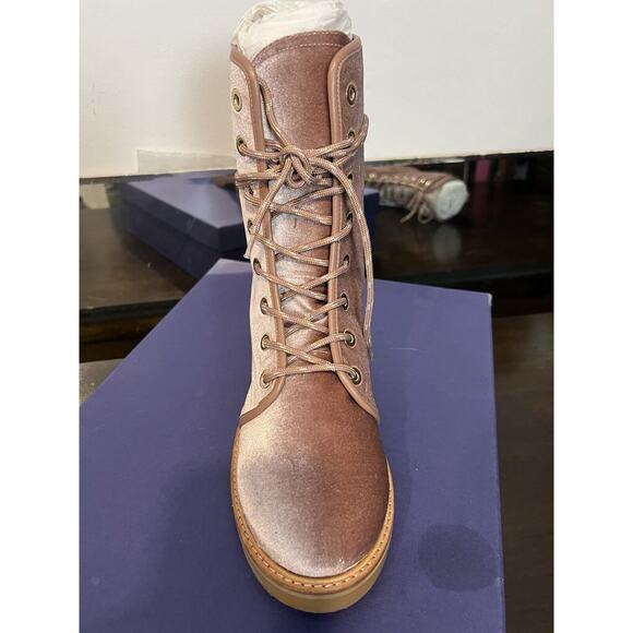 Stuart Weitzman Pink Velvet Combat ankle boots - Picture 2 of 10
